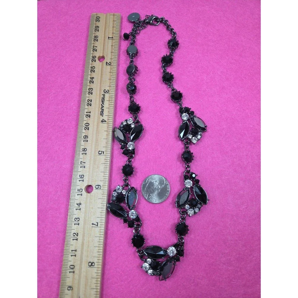 WHBM Gunmetal Black Rhinestone Statement Necklace | White House Black Market